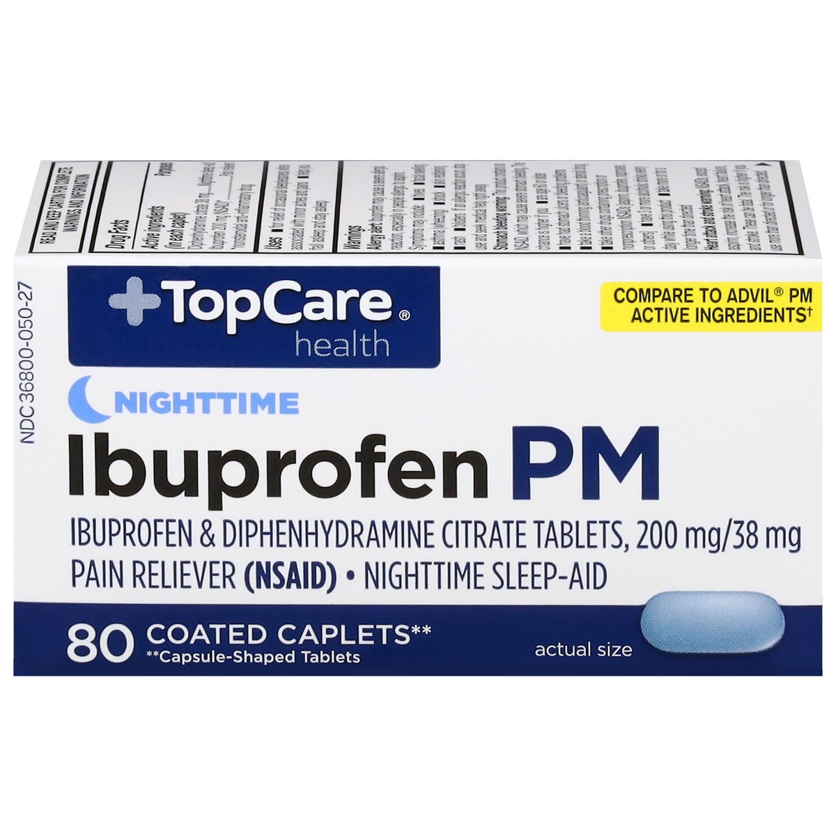 TopCare Ibuprofen PM Nighttime Pain Relief Caplets 200 mg, 80 ct