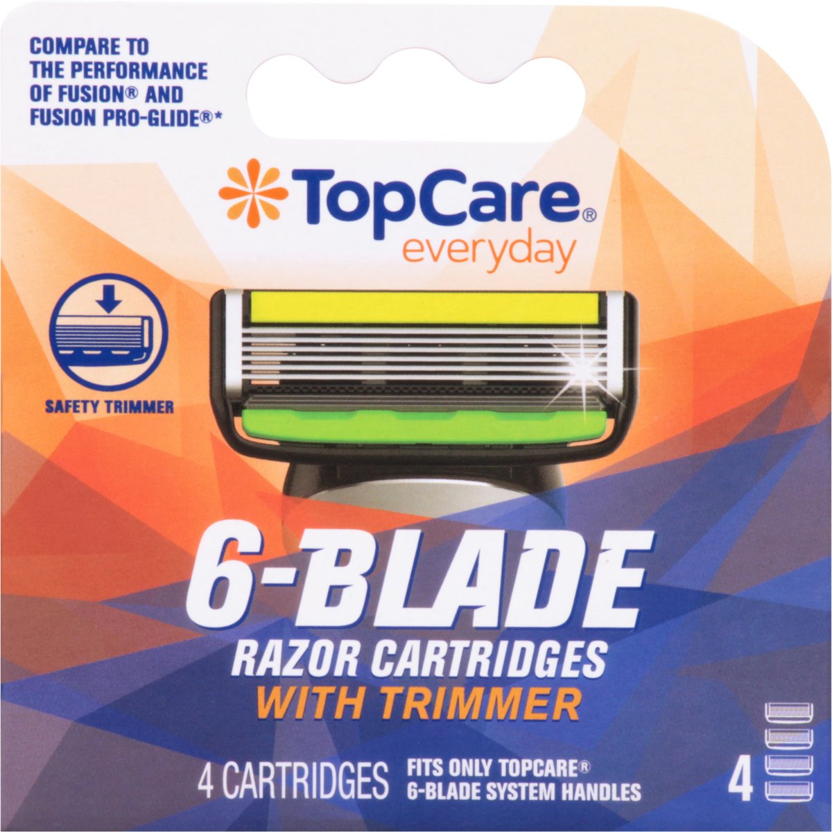 TopCare 6‑Blade Razor Cartridges with Trimmer, 4 ct