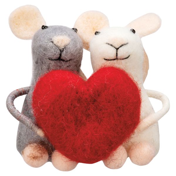 Felt Critter Couple Mouse With Heart