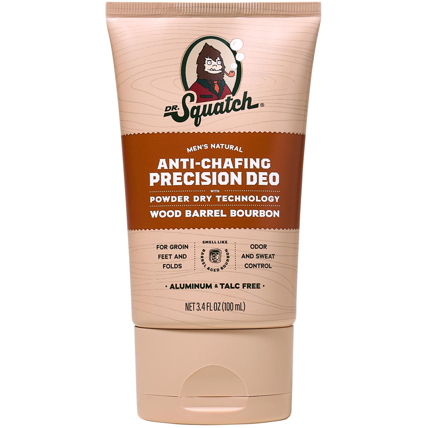 Dr. Squatch Men's Natural Solid Deodorant Anti-Chafing Precision Wood Barrel Bourbon - 3.4 Fl Oz
