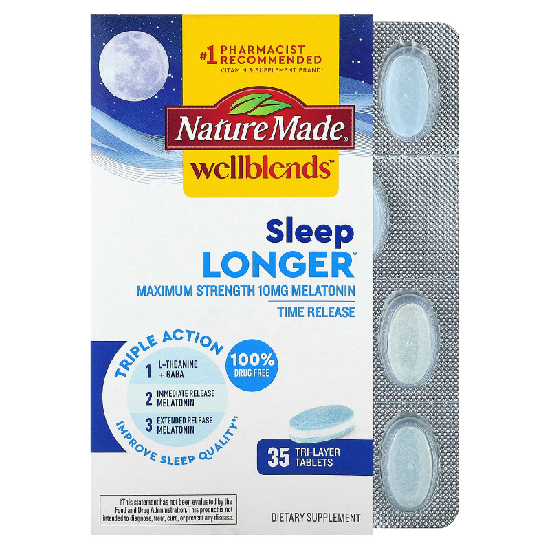 Nature Made Wellblends 3-in-1 Blend Sleep Longer Tablets - 35ct