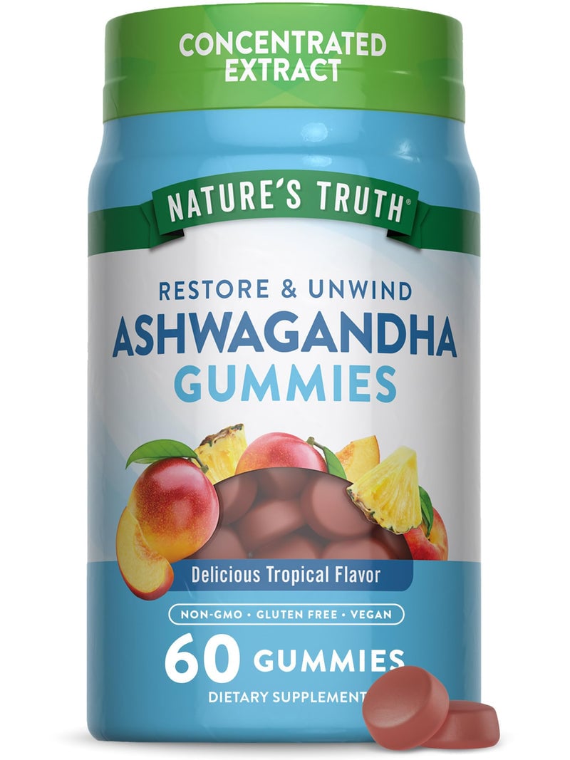 Nature's Truth Ashwagandha, Restore & Unwind, Vegan Gummies, Natural Tropical Flavor