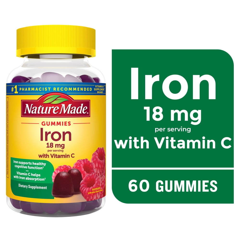 Nature Made Iron, With Vitamin C, 18 Mg, Gummies, Raspberry