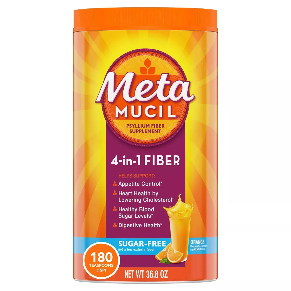 Metamucil Psyllium Fiber Supplement Sugar Free Powder - Orange