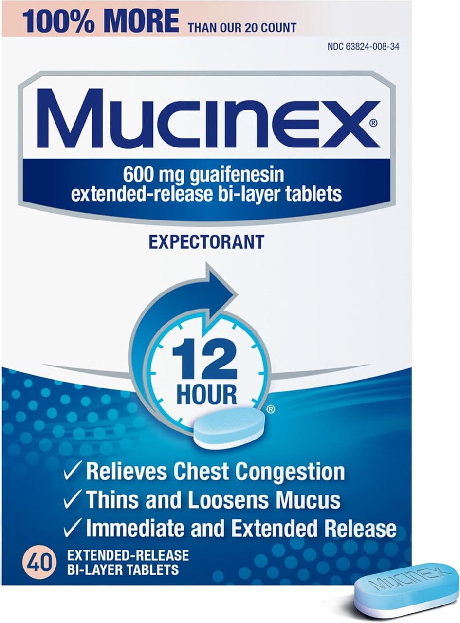 Mucinex Expectorant, 600 Mg, 12 Hour, Extended Release Bi Layer Tablets