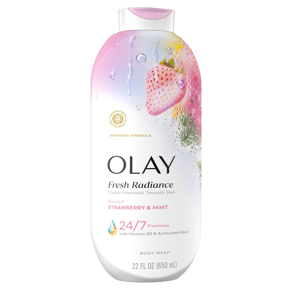 Olay Body Wash Strawberry & Mint Fresh Radiance With Vitamin B3 & Antioxidant Blend