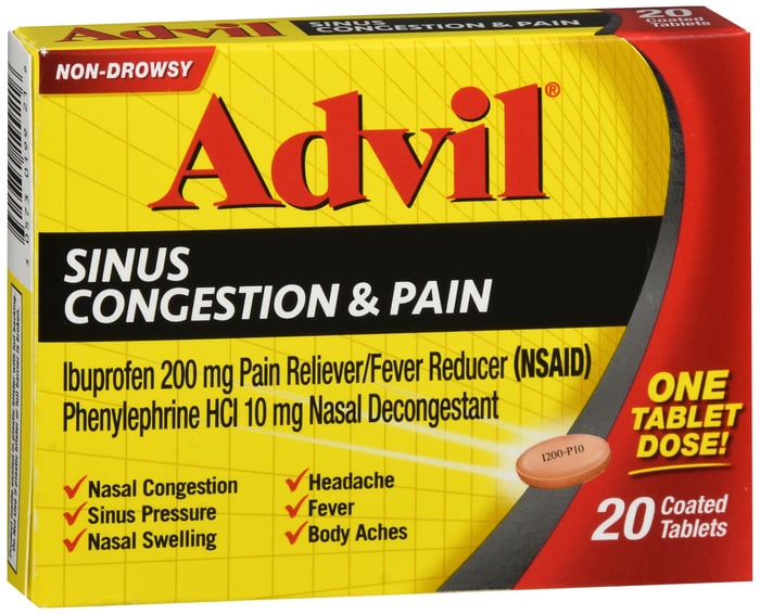 Advil Sinus Congestion & Pain, Non Drowsy, Coated Tablets