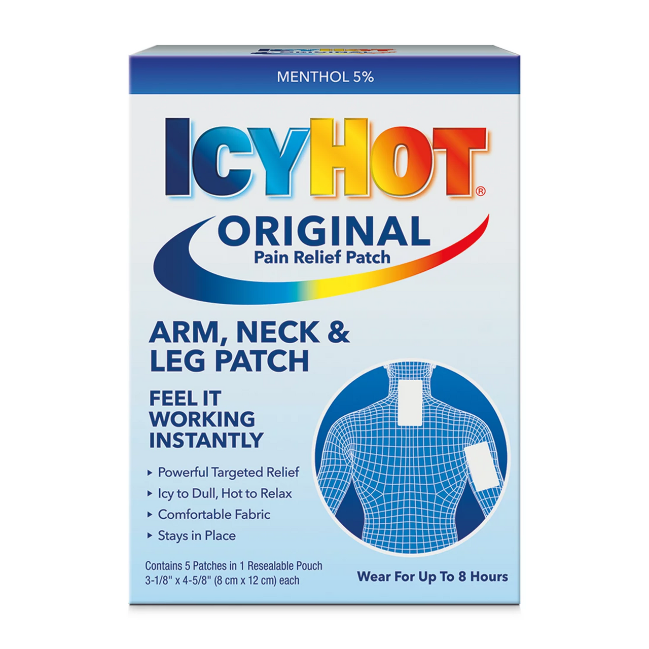 Icy Hot Original Arm Neck & Leg 3.12 Inch Pain Relief Patch