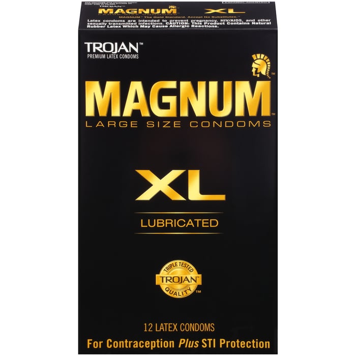 Trojan Magnum XL Lubricated Large Size Latex Condoms 12pcs