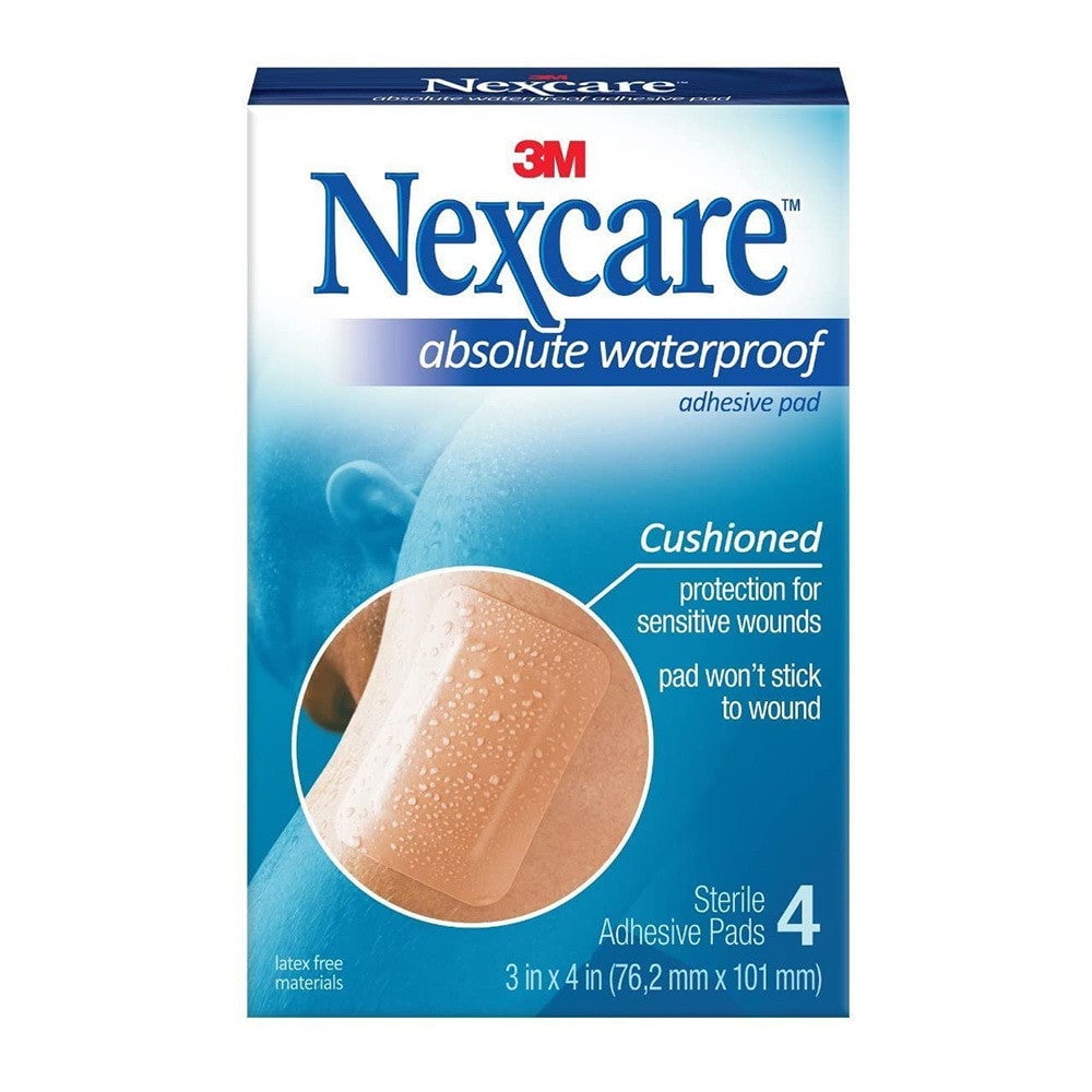 Nexcare Gauze Pad Waterproof Absolute Adhesive 3\" X 4\"