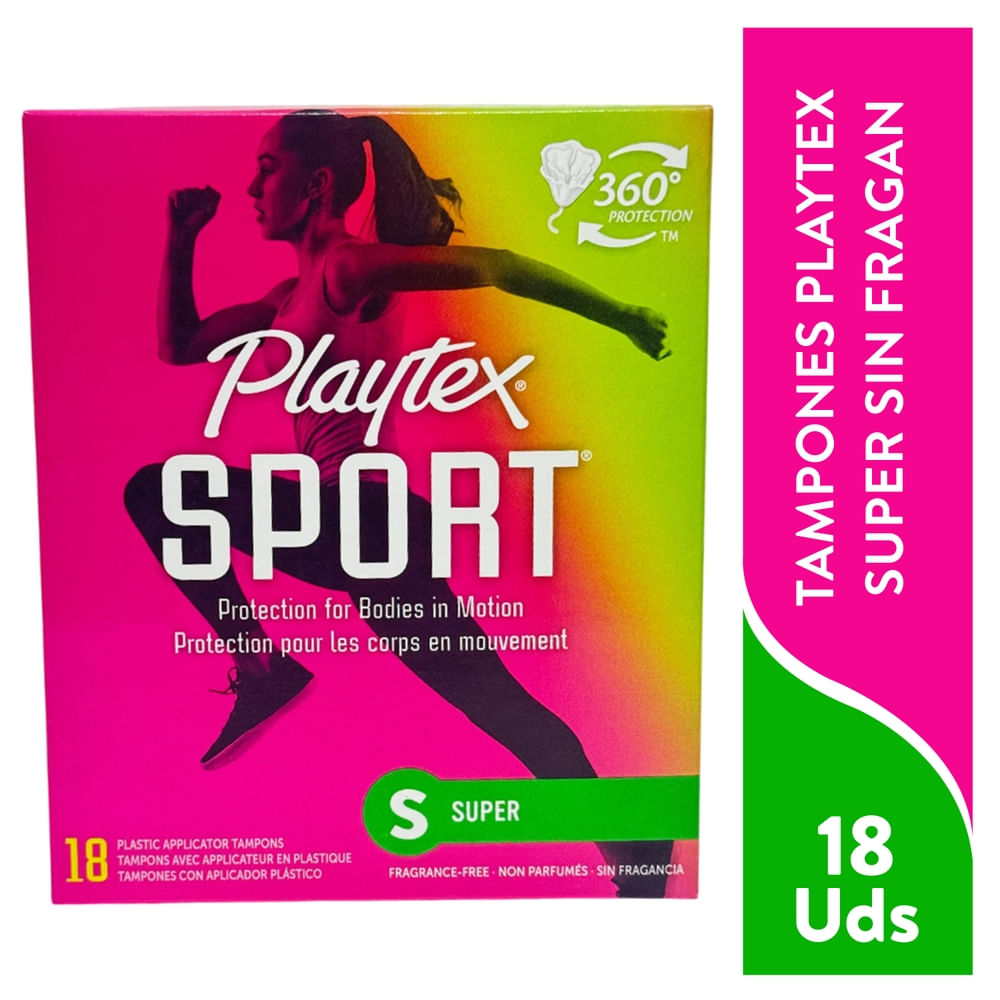 Playtex Sport Plastic Tampons, Unscented, Super Absorbency, 18 Count