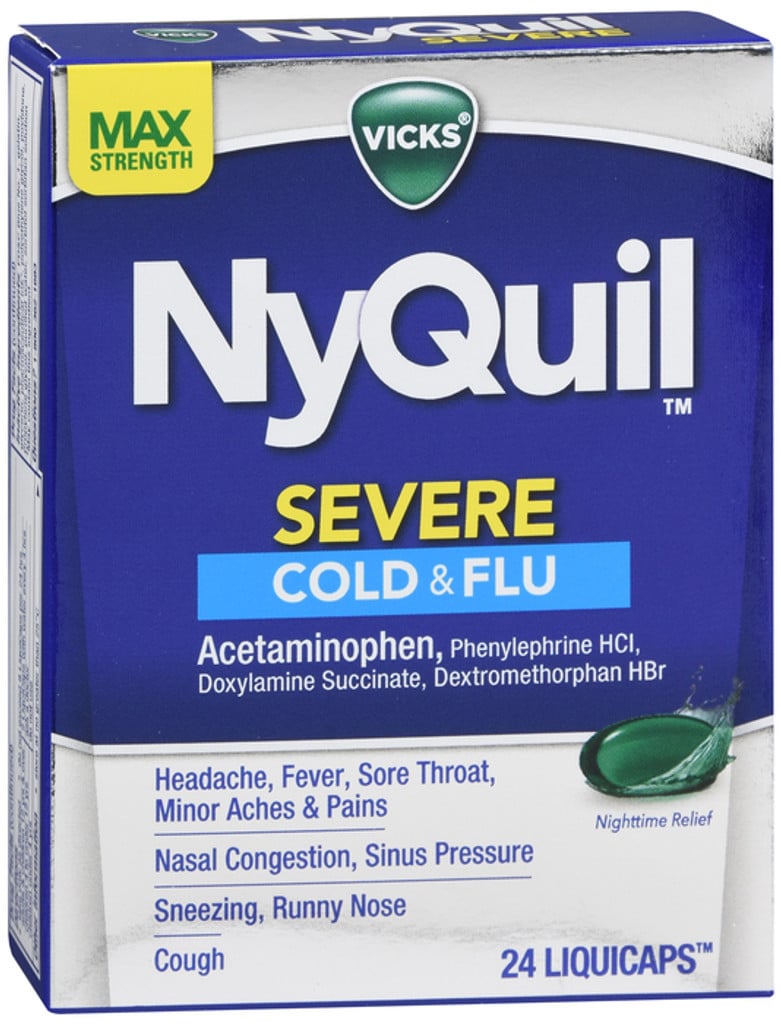 Vicks Cold & Flu, Severe, Max Strength, Nighttime Relief, LiquiCaps