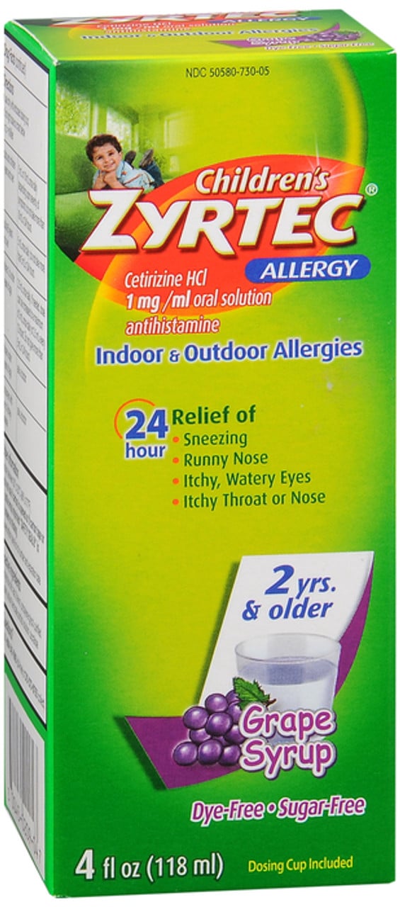 Zyrtec Allergy, Indoor & Outdoor, Children's, Grape Syrup, 4 Fl Oz