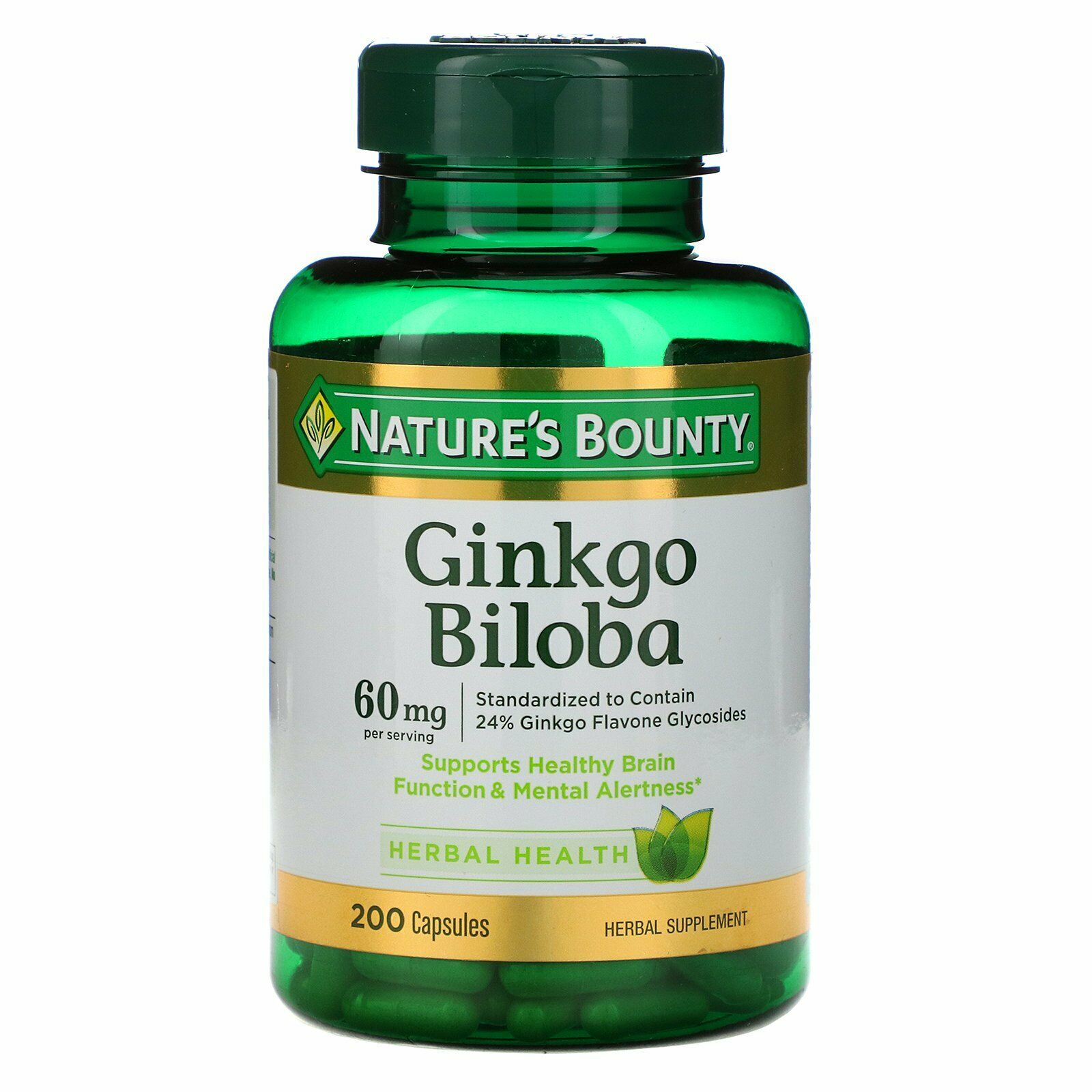 Nature's Bounty 2 Ginkgo Biloba 60 Mg 200 Capsules Each Exp 03/2019