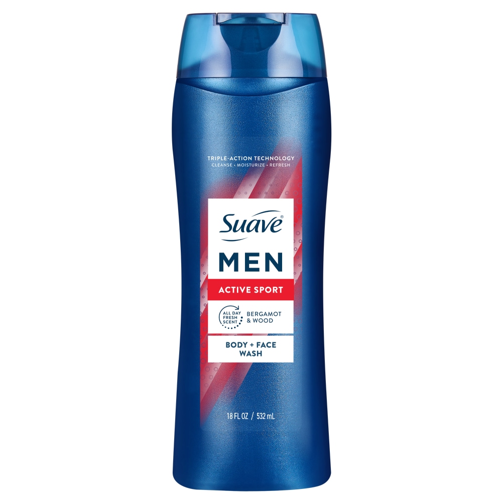 Suave Men Active Sport Body + Face Wash 18oz