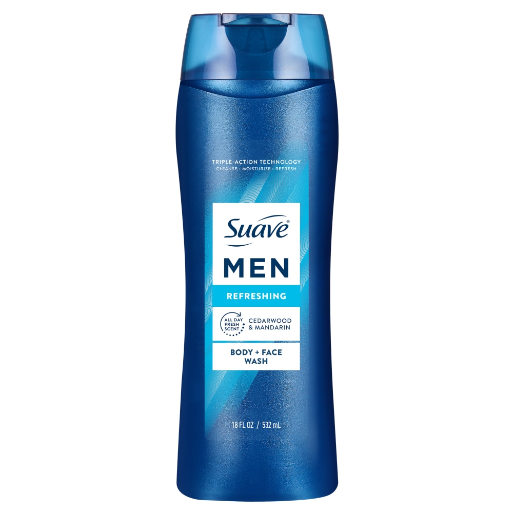 Suave Men Refreshing Body + Face Wash 18oz