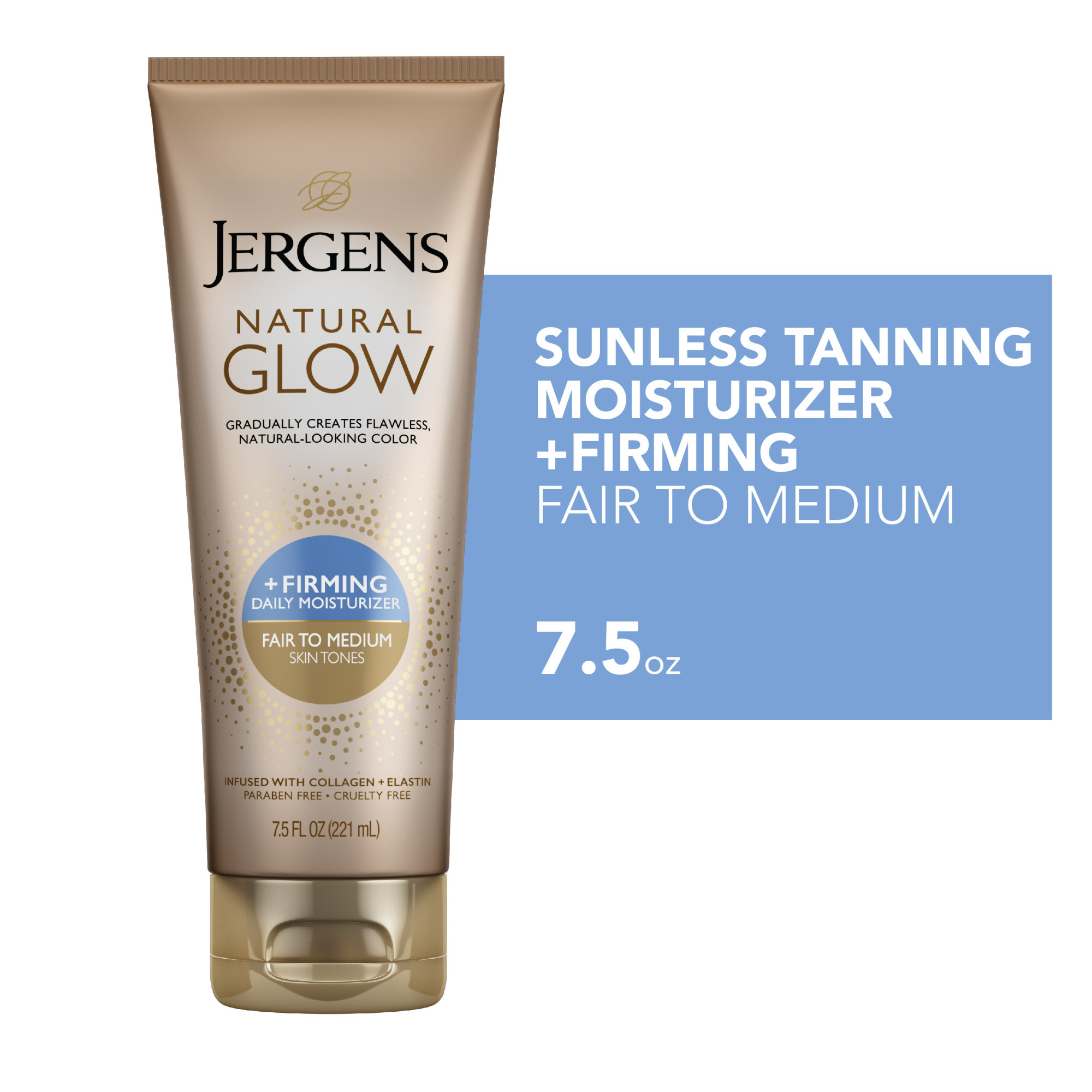 Jergens Natural Glow +FIRMING Sunless Tanning Daily Body Lotion, Fair To Medium Skin Tone, 7.5 Fl Oz