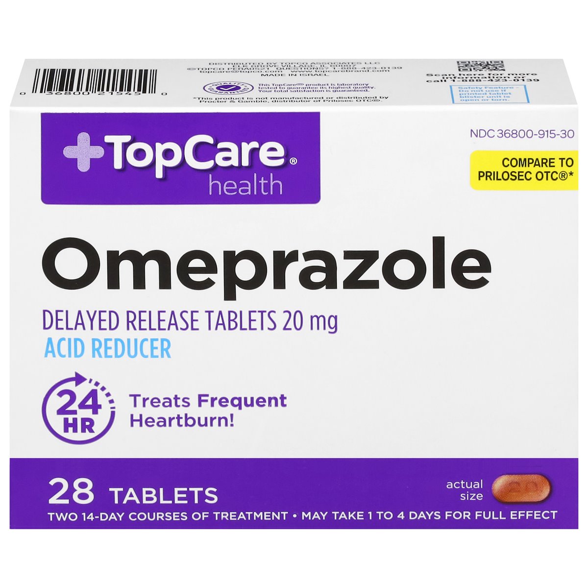 TopCare Omeprazole Acid Reducer Delayed‑Release Tablets 20 mg 28 ct