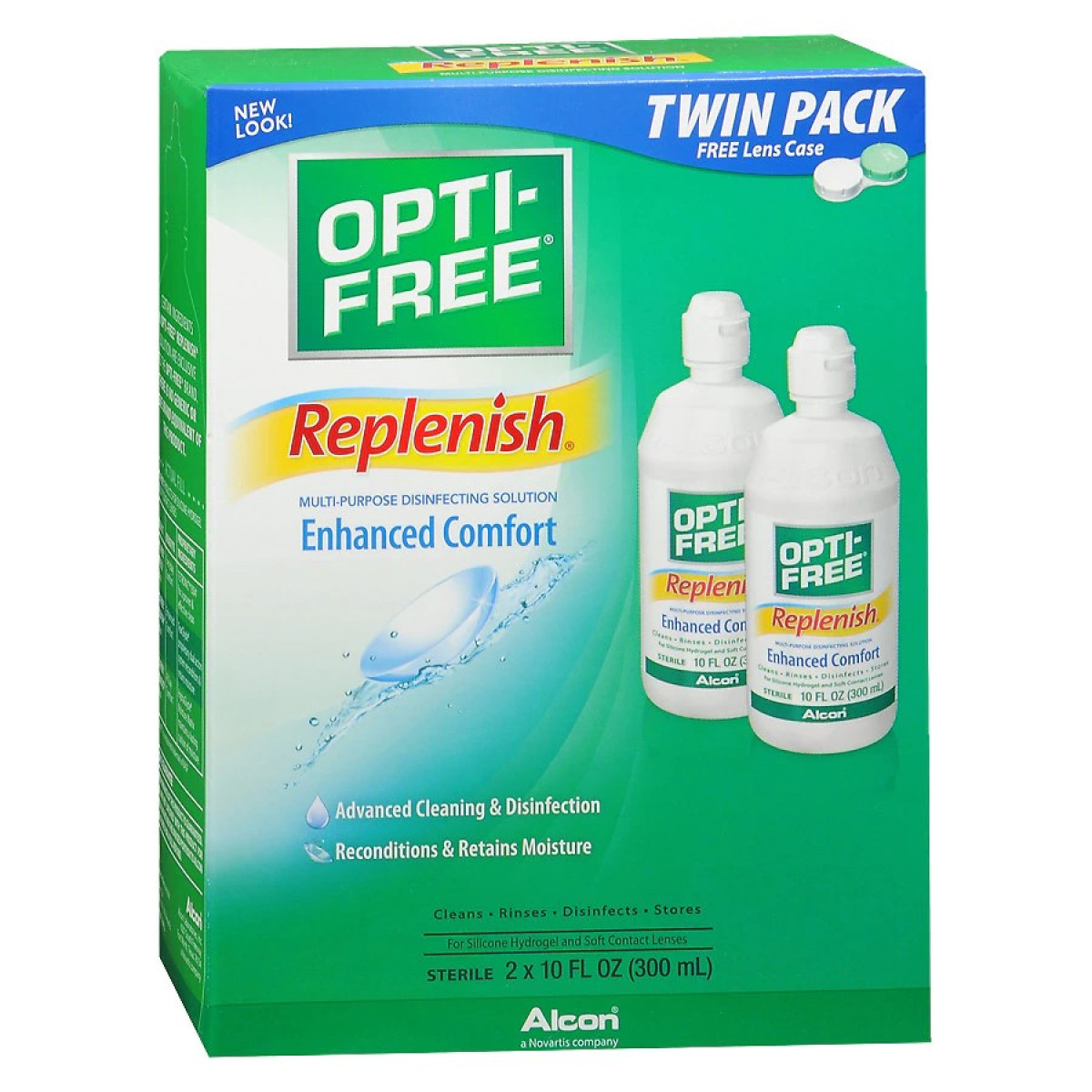 Opti-Free Replenish Multi-Purpose Enhanced Comfort Twin Pack Disinfecting Solution 2 - 10 Fl Oz Bottle