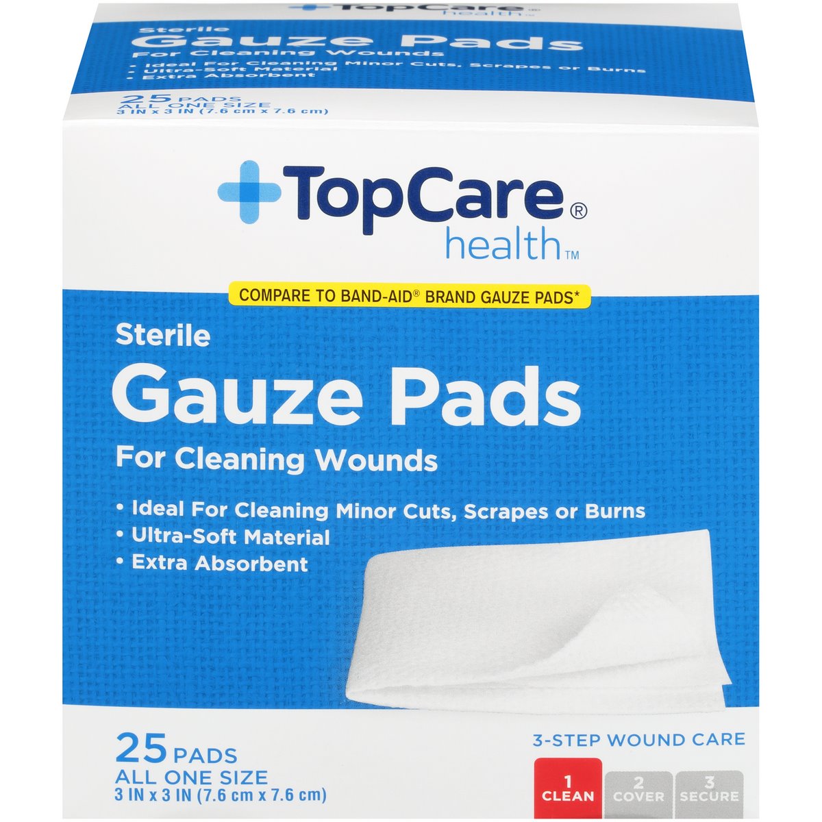 TopCare Sterile Gauze Pads, All One Size, 25 ct