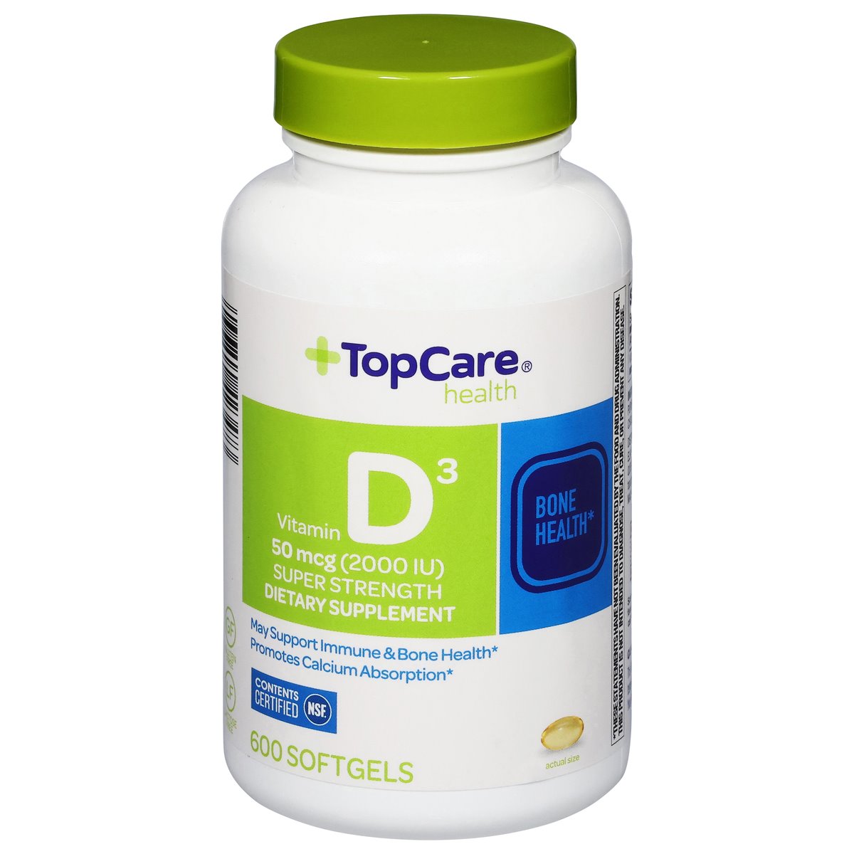 TopCare Vitamin D3 Super Strength 50 mcg (2000 IU) Softgels