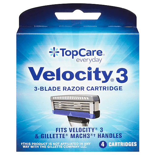 TopCare Velocity 3 3‑Blade Razor Cartridges, 4 ct
