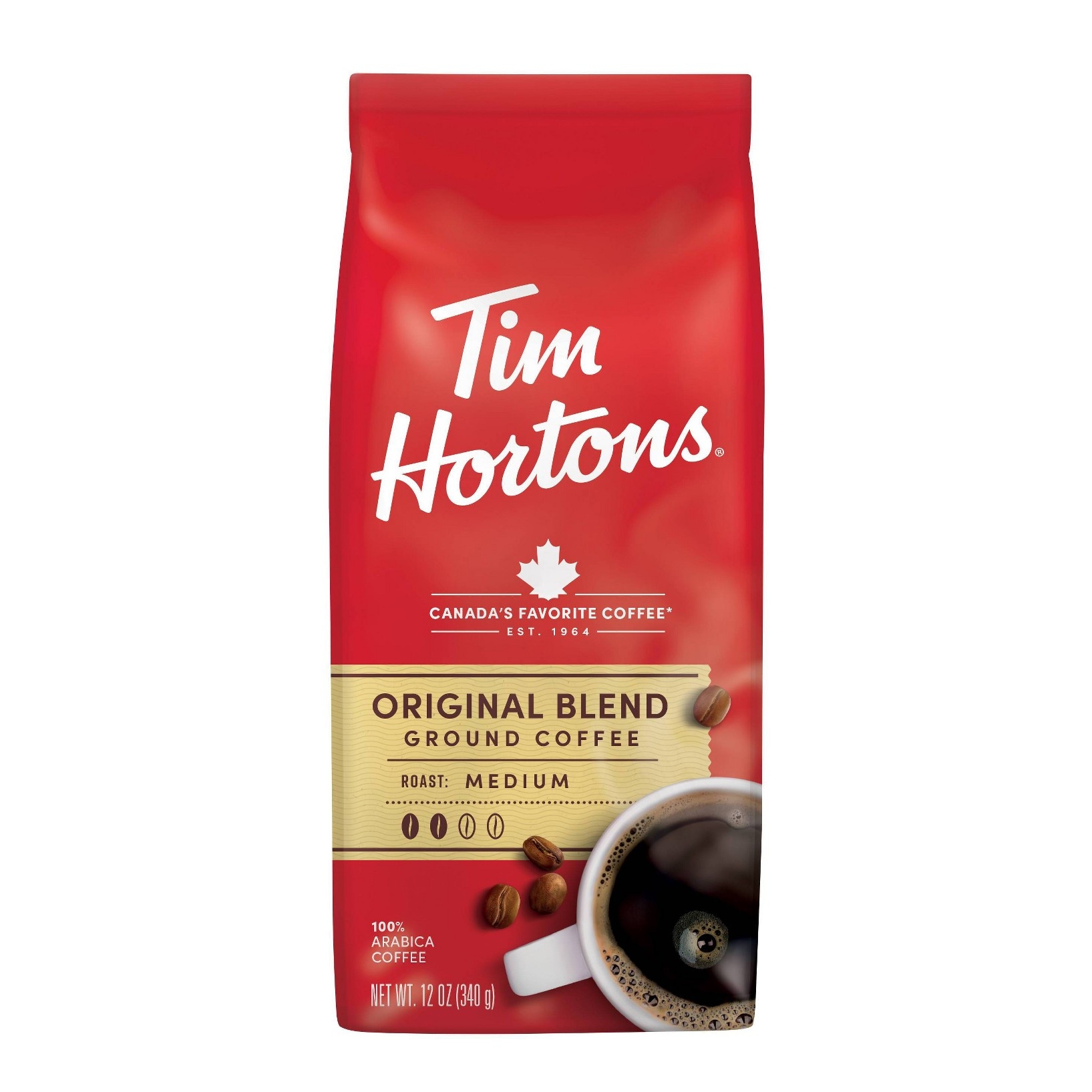 Tim Hortons Ground Medium Roast Original Blend Coffee 12 Oz