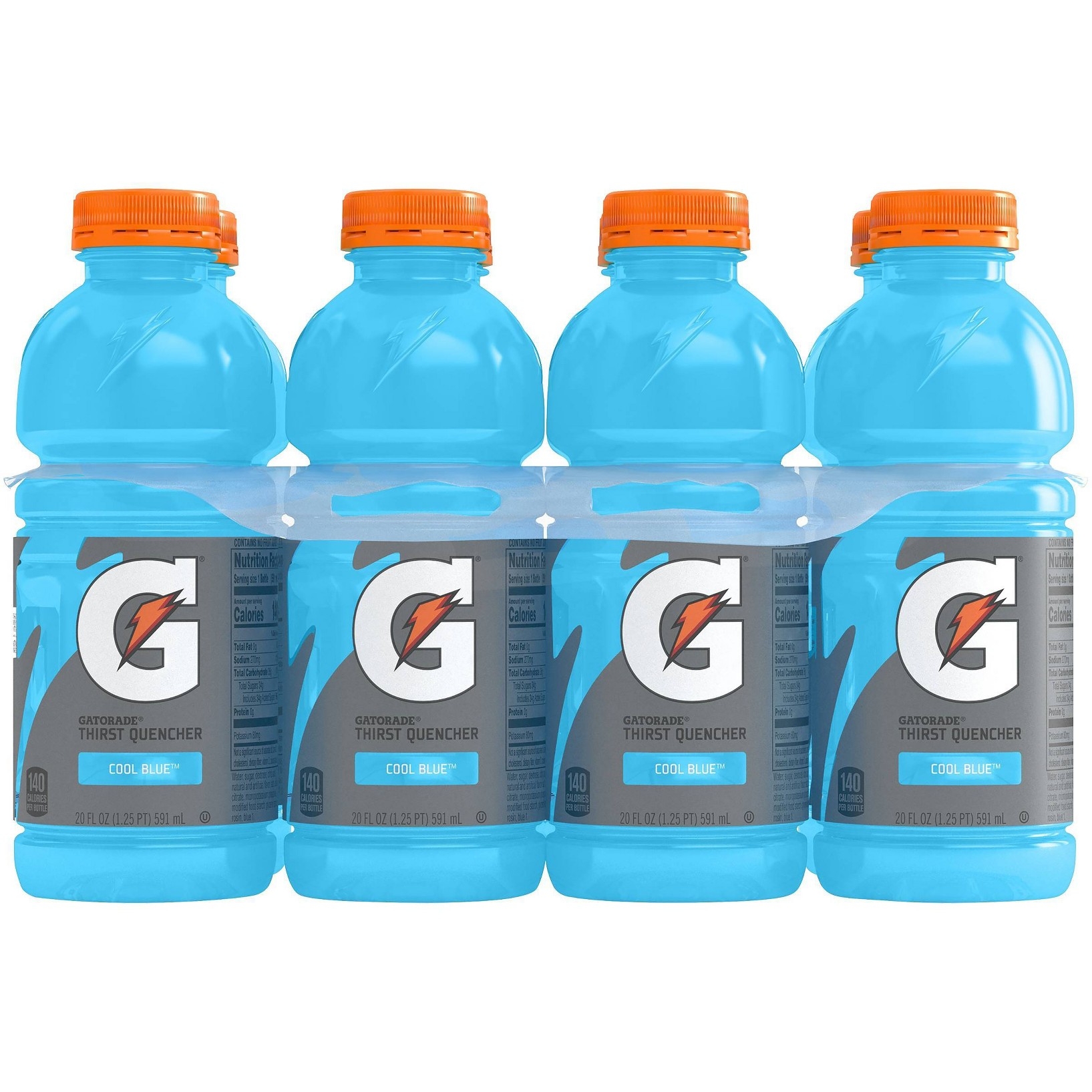 Gatorade Thirst Quencher, Cool Blue Sports Drinks, 20 Fl Oz, 8 Count Bottles