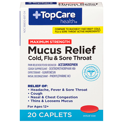 TopCare Maximum Strength Mucus Relief Caplets 20 ct