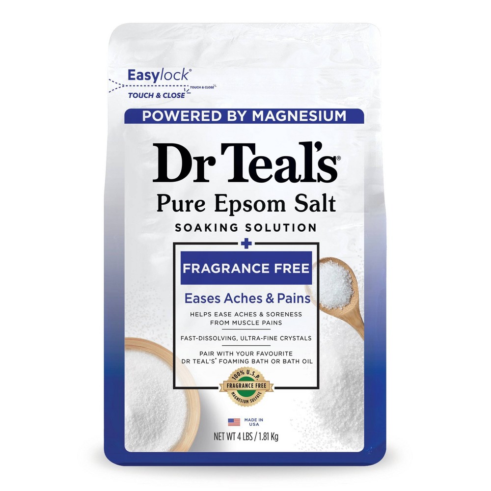 Dr Teal's Pure Epsom Salt Soaking Solution, Fragrance Free, 4 Lb