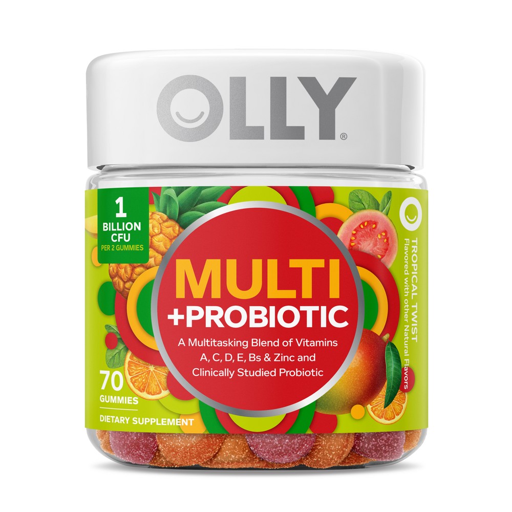 Olly Adult Multivitamin + Probiotic Supplement Gummies, Tropical Twist, 70 Count