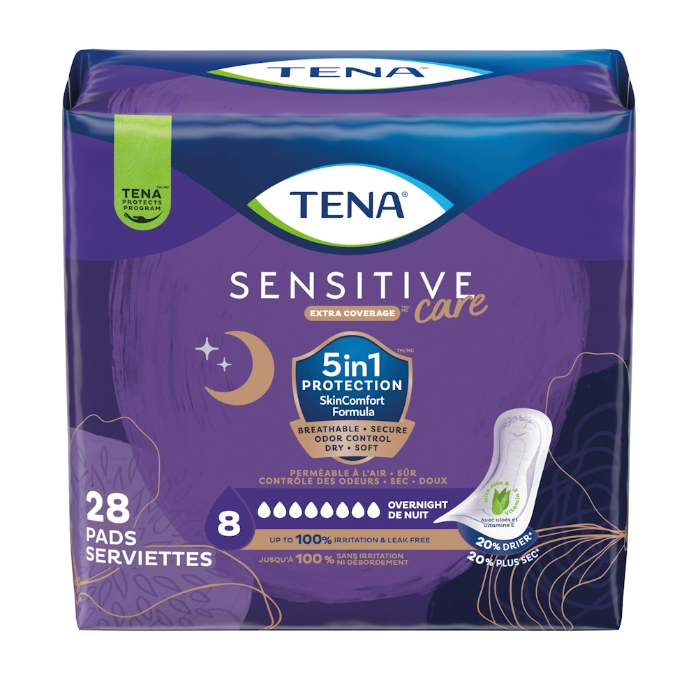 Tena Sensitive Care Extra Coverage Overnight Incontinence Pads