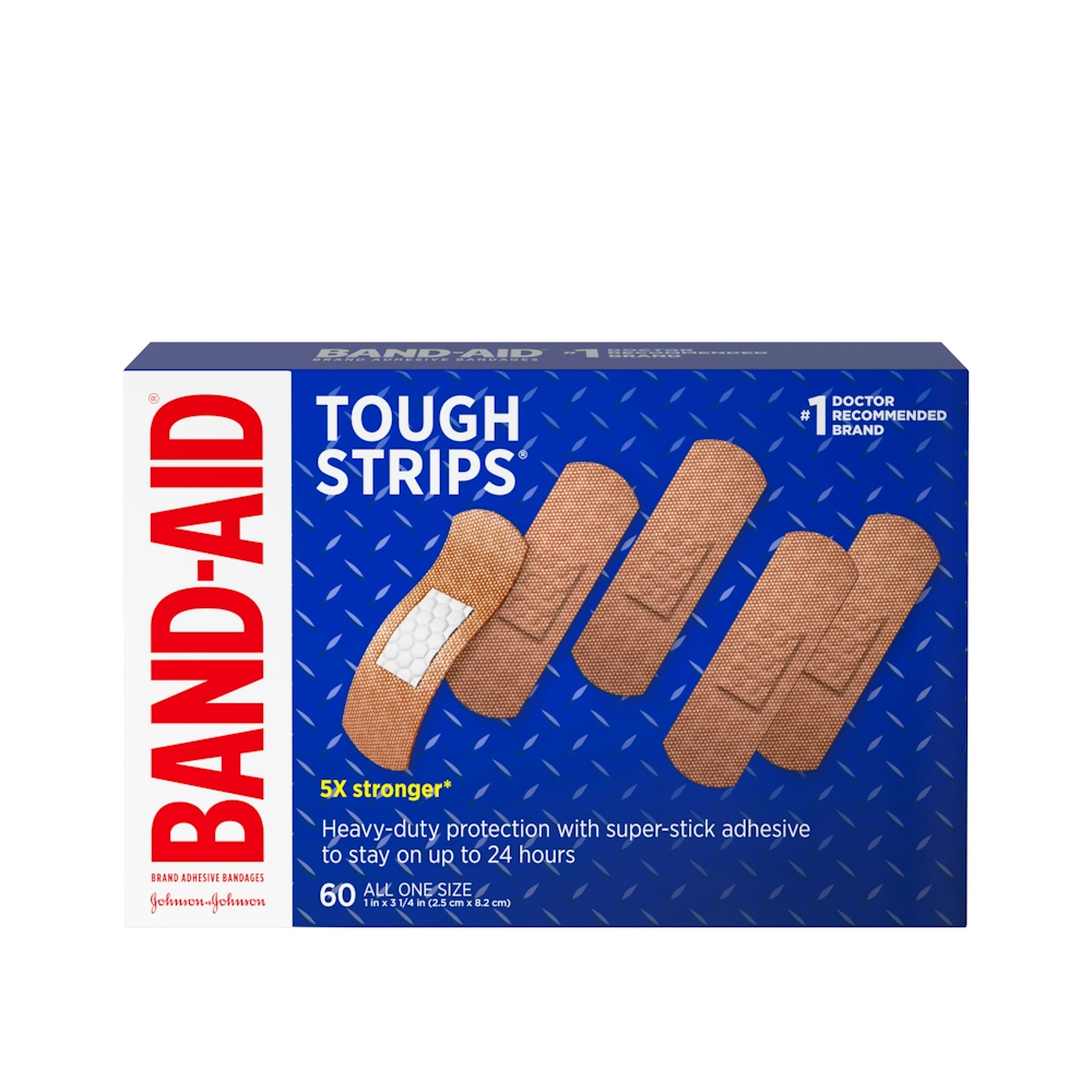 Band-Aid Brand Tough Strips All One Size Adhesive Bandages 60 Ct Box