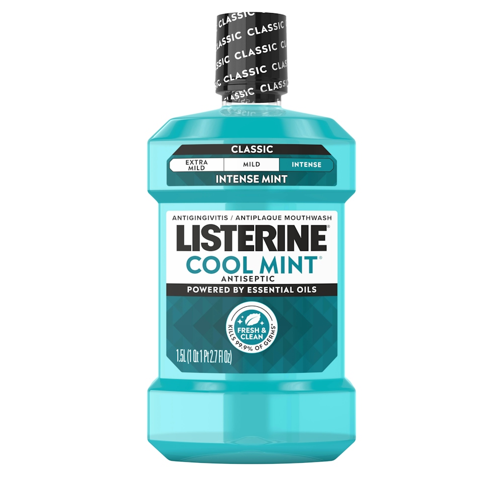 Listerine Cool Mint Antiseptic Mouthwash For Bad Breath, Plaque And Gingivitis, 1.5 L