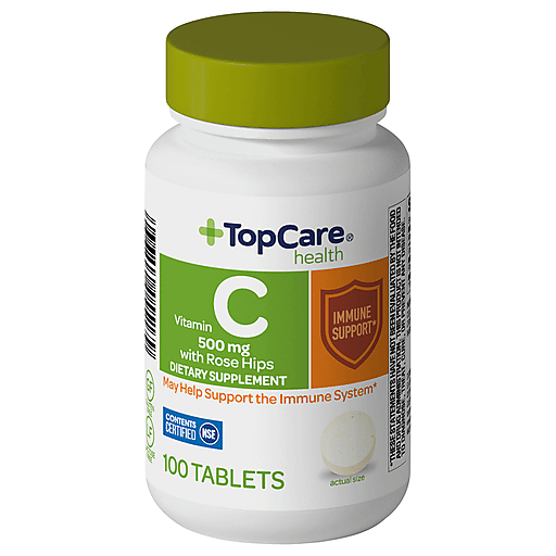 TopCare Health Vitamin C with Rose Hips Tablets 500 mg, 100 ct