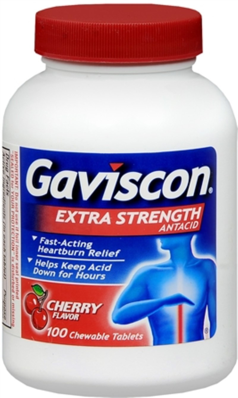 Gaviscon Antacid, Extra Strength, Chewable Tablets, Cherry Flavor