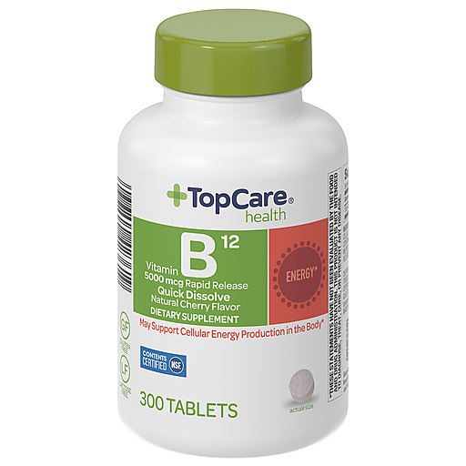 TopCare Health Vitamin B12, 5000 mcg, Tablets, Natural Cherry Flavor
