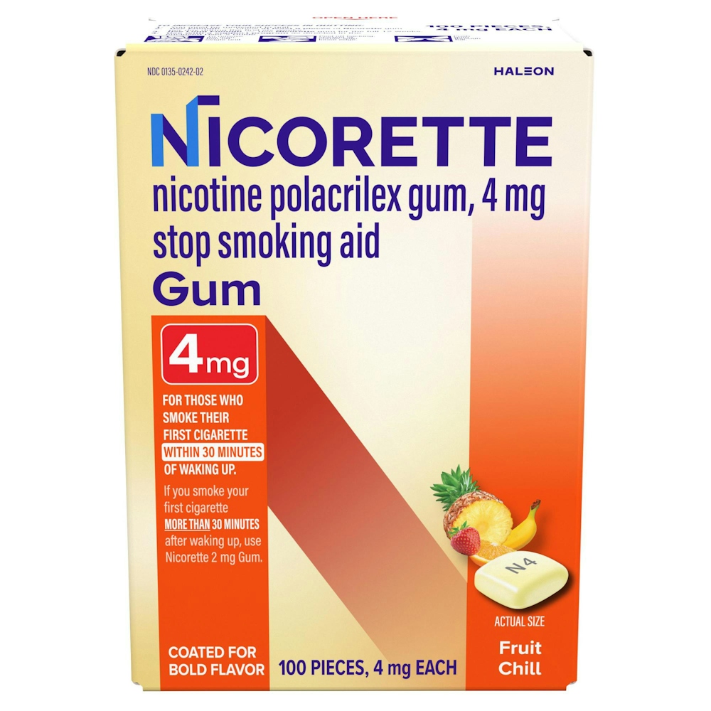 Nicorette Nicotine Gum To Help Stop Smoking 4 Mg Fruit Chill Flavor