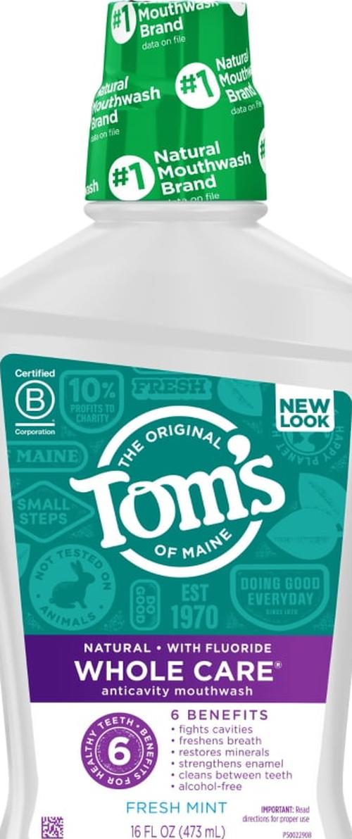 Tom's of Maine Whole Care Natural Fluoride Mouthwash Fresh Mint