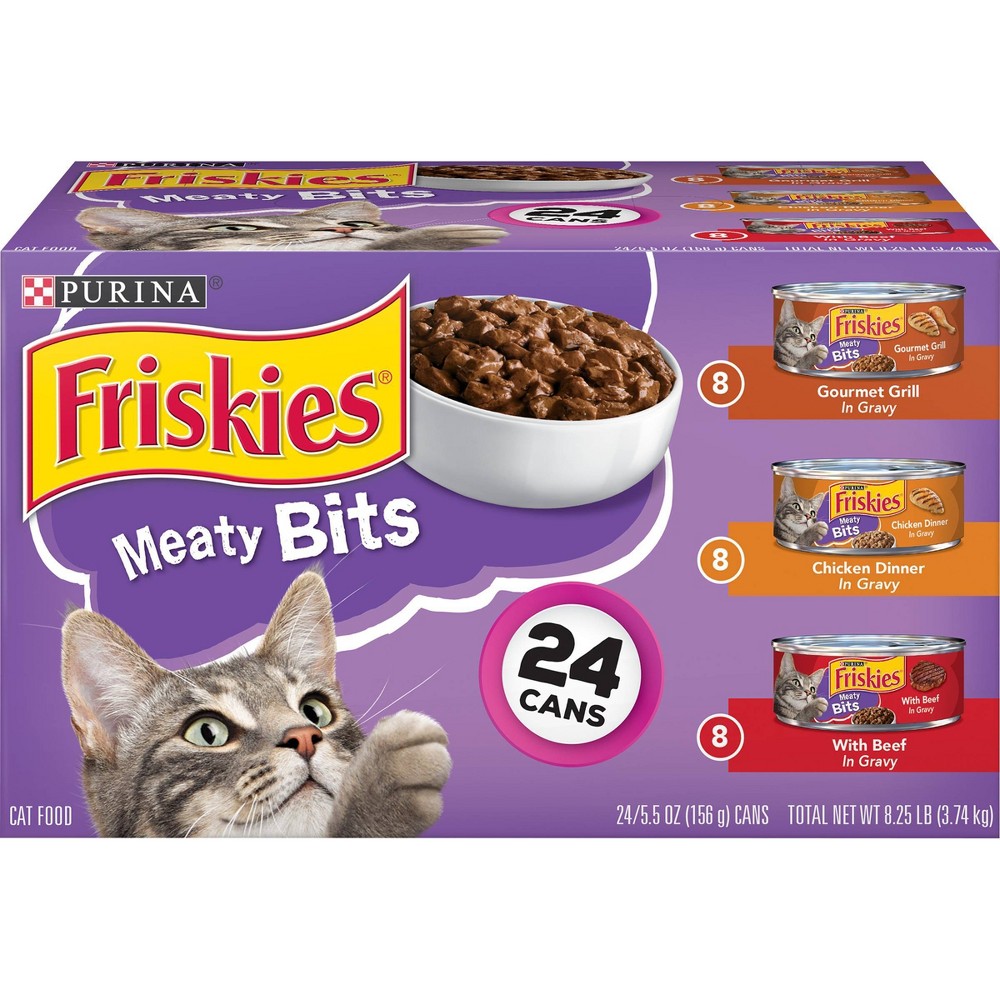 Friskies Purina Meaty Bits Wet Cat Food In Gravy Variety Pack