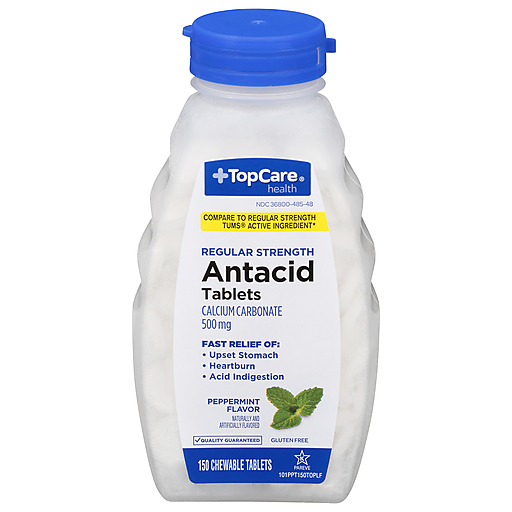 TopCare Regular Strength Antacid Chewable Tablets Peppermint 500 mg 150 ct