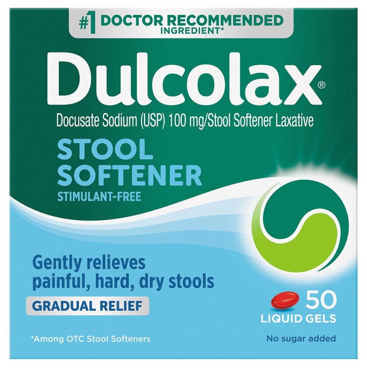 Dulcolax Stool Softener, Gradual Relief, 100 Mg, Liquid Gels