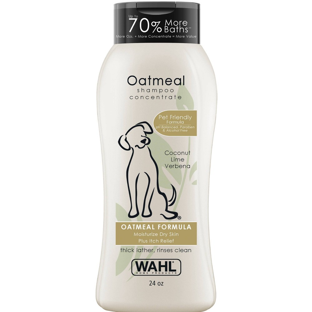 Wahl USA Dry Skin & Itch Relief Pet Shampoo For Dogs, Oatmeal Coconut Lime Verbena, 24 Oz - Model 820004A, Tan