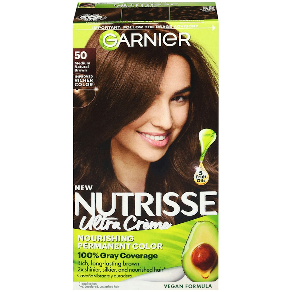 Nutrisse Garnier Hair Color, Permanent, Ultra Creme, Medium Natural Brown 50