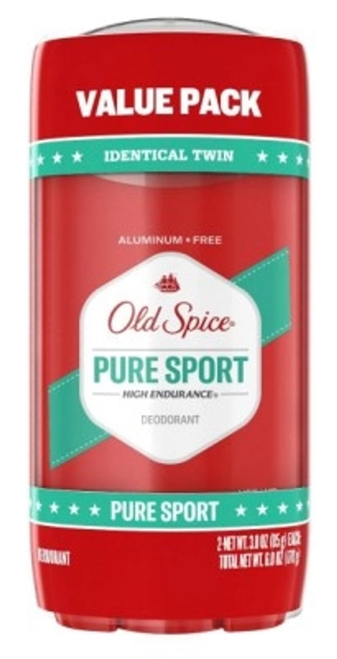 Old Spice High Endurance Deodorant For Men, Aluminum Free, Pure Sport Scent, 3.0 Oz Twin Pack - 6 Ounce