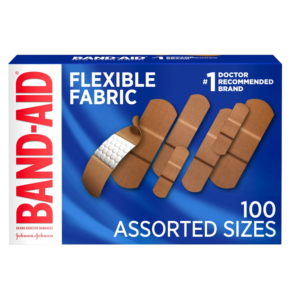 Band-Aid Brand Flexible Fabric Adhesive Bandages Assorted Sizes 100 Ct. Box