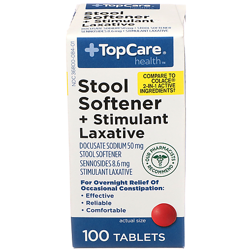 TopCare Stool Softener + Stimulant Laxative Tablets 100 ct