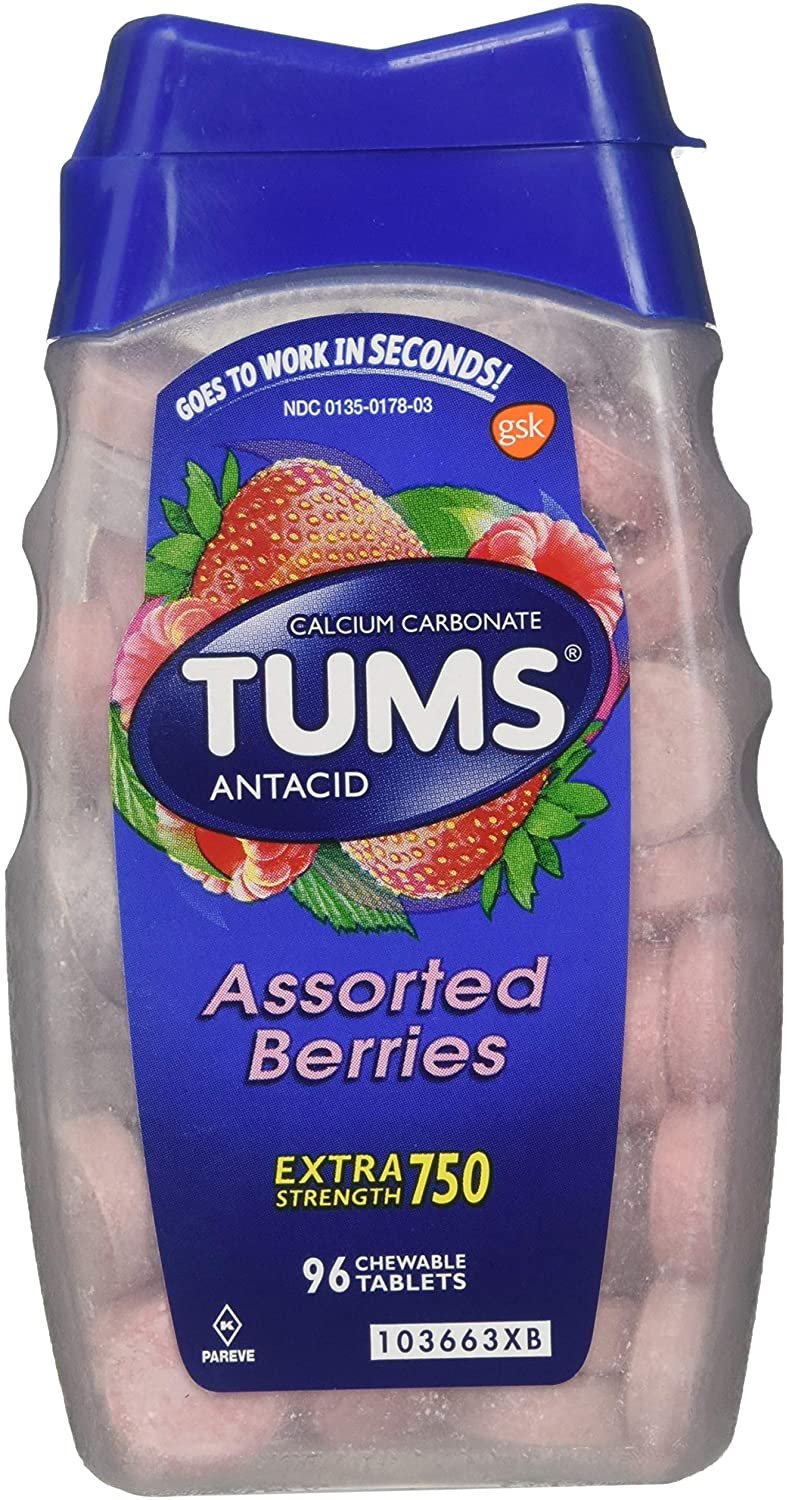 Tums Antacid, Extra Strength, 750 Mg, Chewable Tablets, Assorted Berries