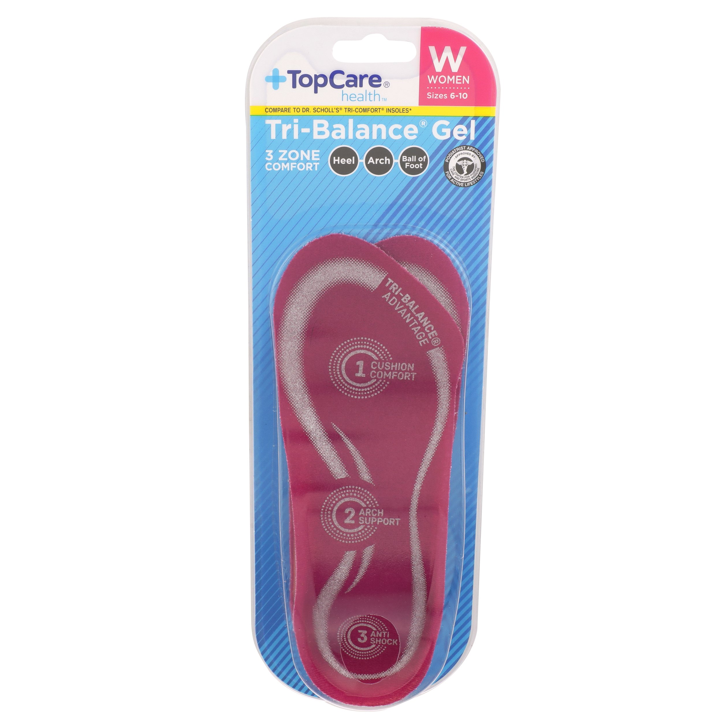 TopCare 3Zone Support Comfort Insoles for Women 1 pr