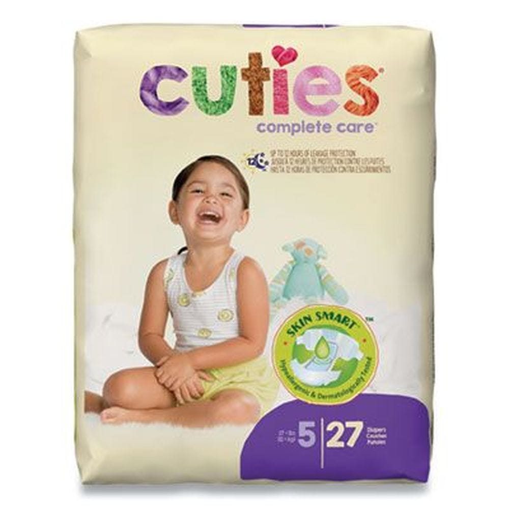 Cuties Complete Care Baby Diapers Size 5 27+ lb 27 ct